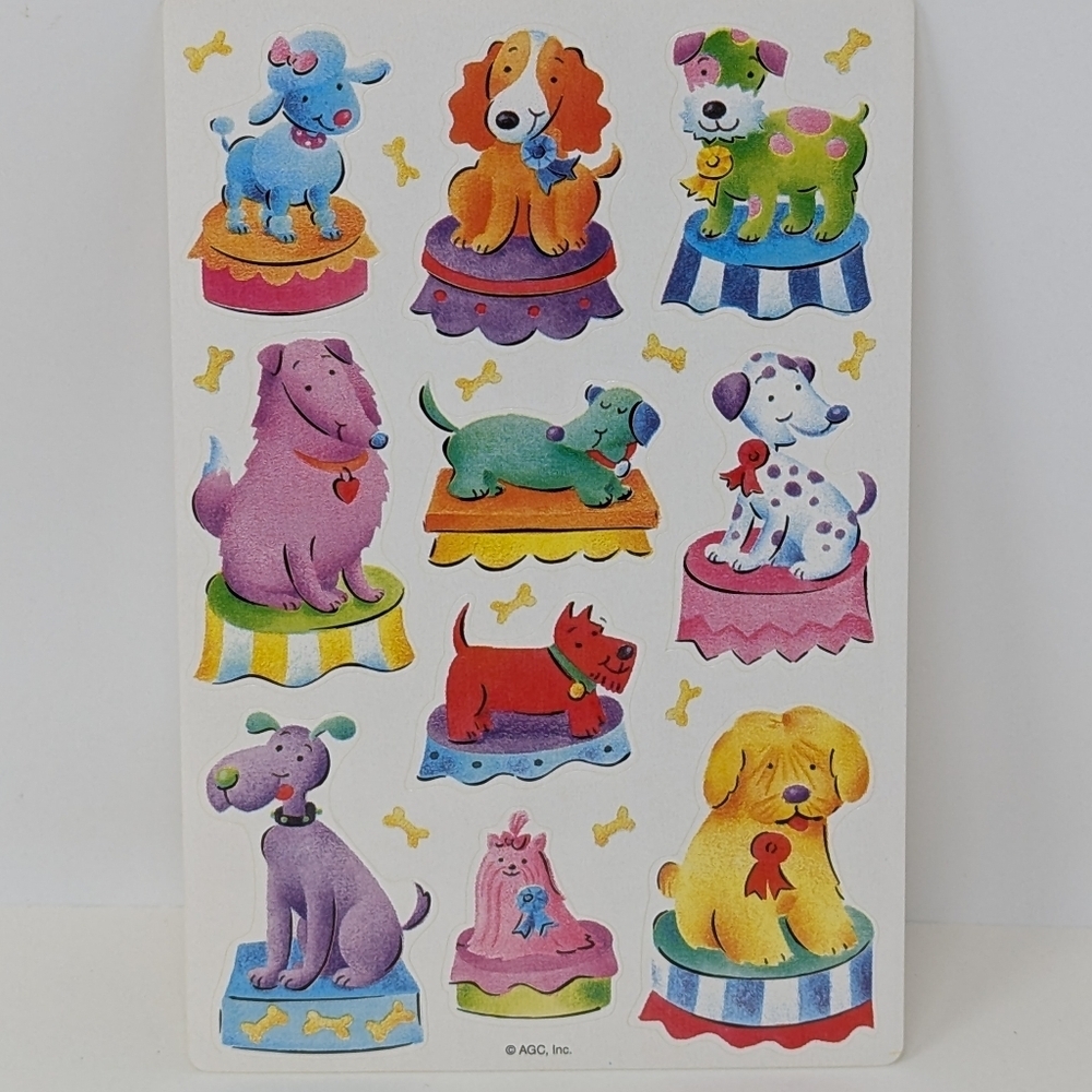 American Greetings Sticker Sheet Dogs Circus Vintage AGC